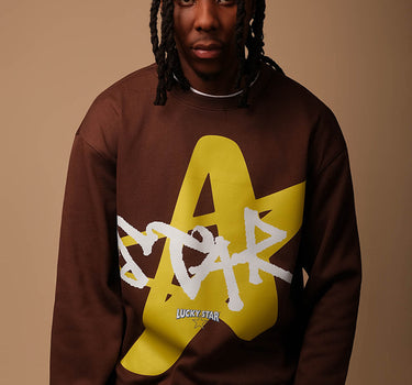 Brown Unisex Star Crew Neck