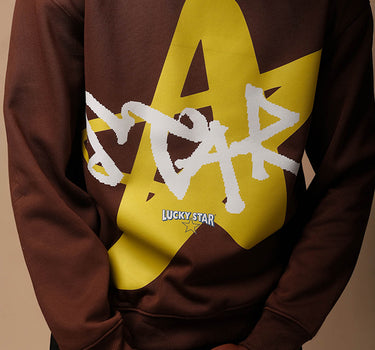 Brown Unisex Star Crew Neck
