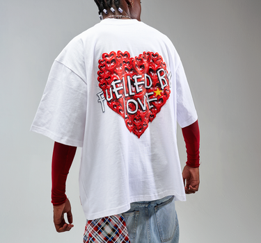 White Oversized  Fuelled by Love T-shirt (Unisex)